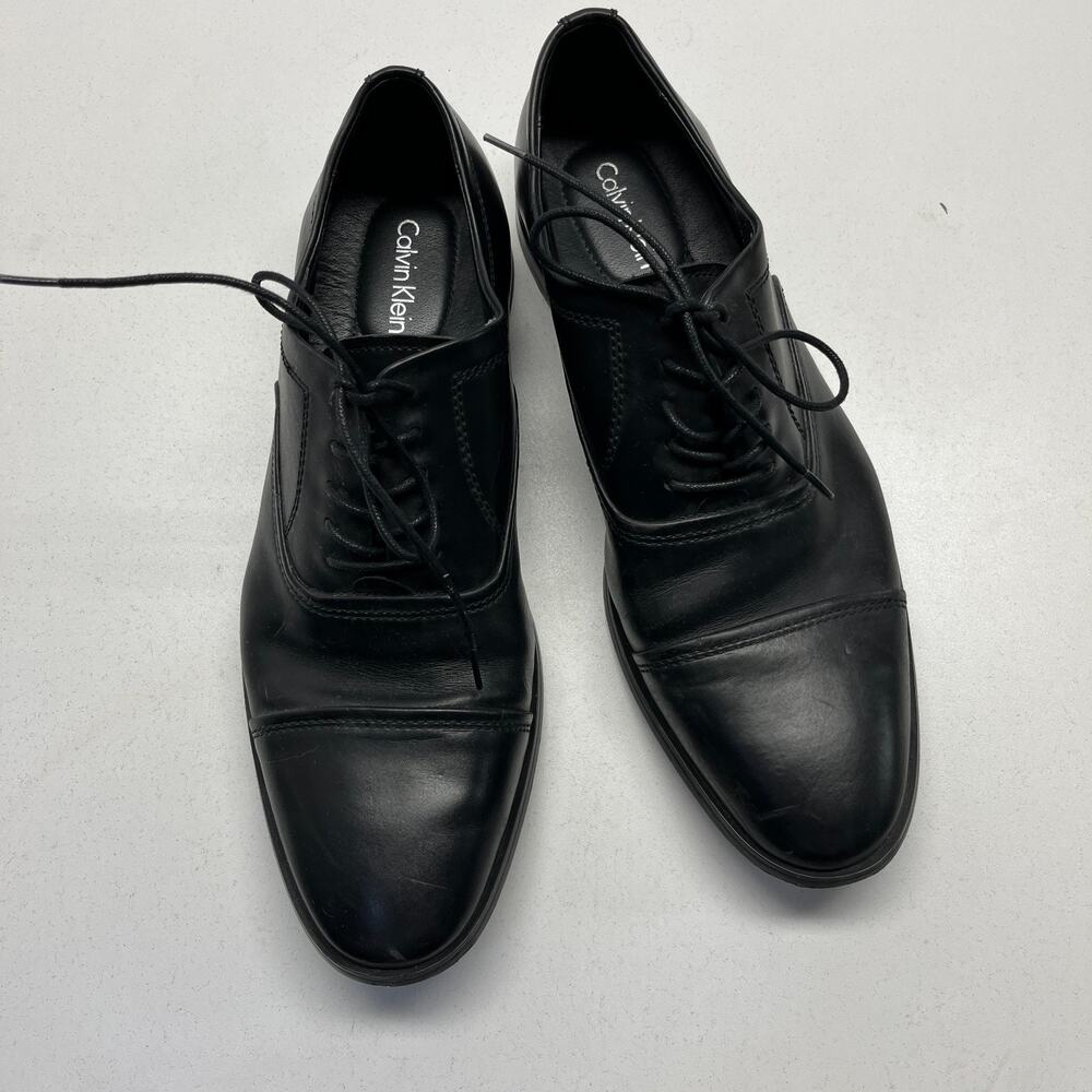 Calvin Klein Mens Nino Lace Up Oxfords Cap Toe Business Dress Shoes black 10.5
